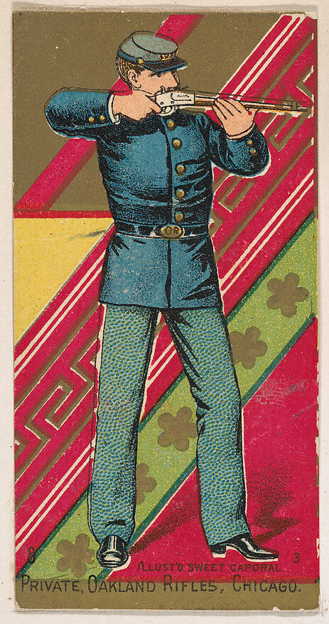 Private, Oakland Rifles, Chicago, from the Military Series (N224) issued by Kinney Tobacco Company to promote Sweet Caporal Cigarettes, Issued by Kinney Brothers Tobacco Company, Commercial color lithograph 