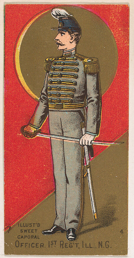 Officer, 1st Regiment, Illinois, National Guard, from the Military Series (N224) issued by Kinney Tobacco Company to promote Sweet Caporal Cigarettes, Issued by Kinney Brothers Tobacco Company, Commercial color lithograph 