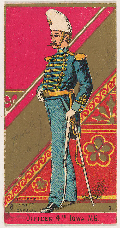 kinney brothers tobacco company Issued by Kinney Brothers Tobacco Company - Officer, 4th Regiment, Iowa,  National Guard, from the Military Series (N224) issued by Kinney Tobacco  Company to promote Sweet Caporal Cigarettes