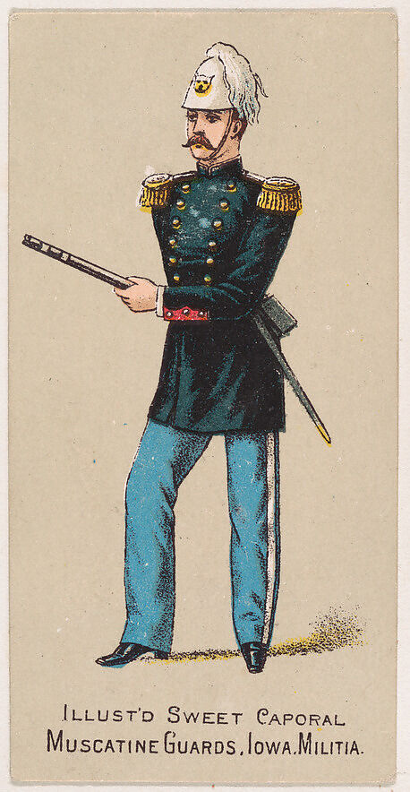 Muscatine Guards, Iowa, Militia, from the Military Series (N224) issued by Kinney Tobacco Company to promote Sweet Caporal Cigarettes, Issued by Kinney Brothers Tobacco Company, Commercial color lithograph 
