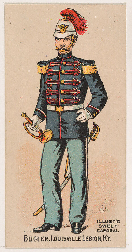 Bugler, Louisville Legion, Kentucky, from the Military Series (N224) issued by Kinney Tobacco Company to promote Sweet Caporal Cigarettes, Issued by Kinney Brothers Tobacco Company, Commercial color lithograph 