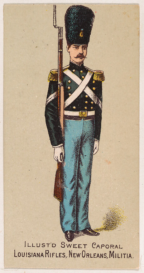 Louisville Rifles, New Orleans, Militia, from the Military Series (N224) issued by Kinney Tobacco Company to promote Sweet Caporal Cigarettes, Issued by Kinney Brothers Tobacco Company, Commercial color lithograph 