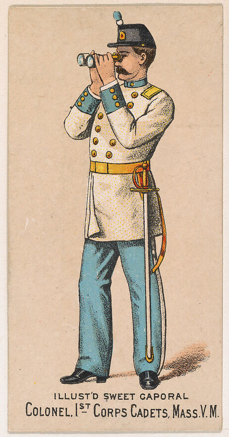 Colonel, 1st Corps Cadets, Massachusetts, V.M., from the Military Series (N224) issued by Kinney Tobacco Company to promote Sweet Caporal Cigarettes, Issued by Kinney Brothers Tobacco Company, Commercial color lithograph 