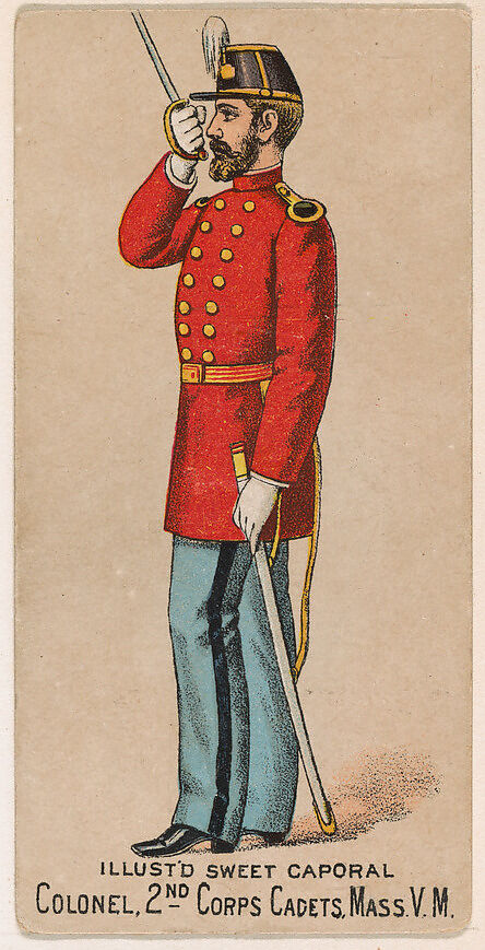 Colonel, 2nd Corps Cadets, Massachusetts, V.M., from the Military Series (N224) issued by Kinney Tobacco Company to promote Sweet Caporal Cigarettes, Issued by Kinney Brothers Tobacco Company, Commercial color lithograph 
