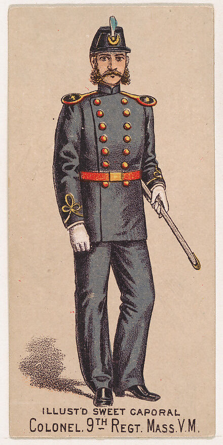 Colonel, 9th Regiment, Massachusetts, V.M., from the Military Series (N224) issued by Kinney Tobacco Company to promote Sweet Caporal Cigarettes, Issued by Kinney Brothers Tobacco Company, Commercial color lithograph 