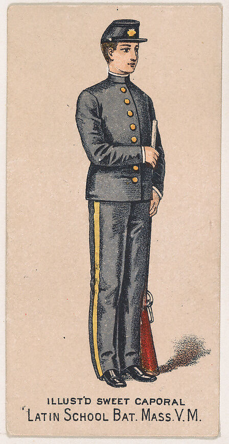 Latin School Bat., Massachusetts, V.M., from the Military Series (N224) issued by Kinney Tobacco Company to promote Sweet Caporal Cigarettes, Issued by Kinney Brothers Tobacco Company, Commercial color lithograph 