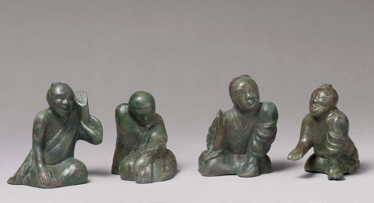 Weight in the Shape of Liubo Game Player, Bronze with lead core, China