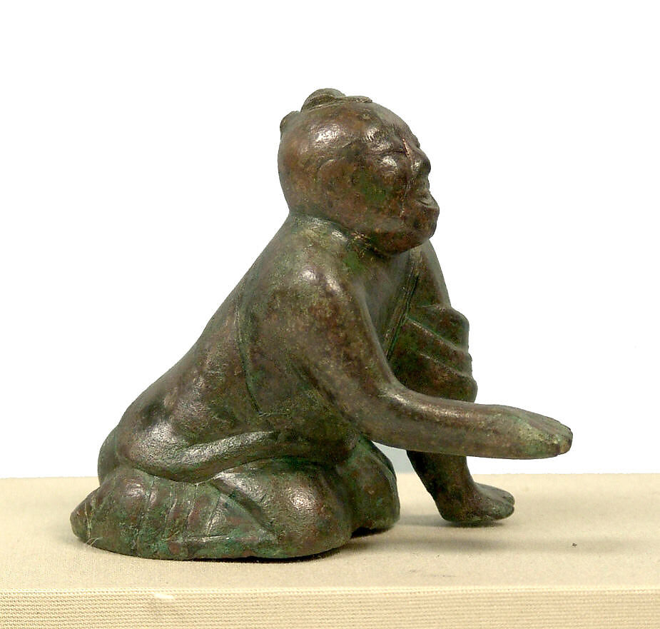 Weight in the Shape of Liubo Game Player, Bronze with lead core, China