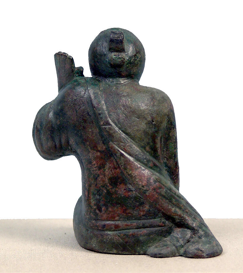Weight in the Shape of Liubo Game Player, Bronze with lead core, China