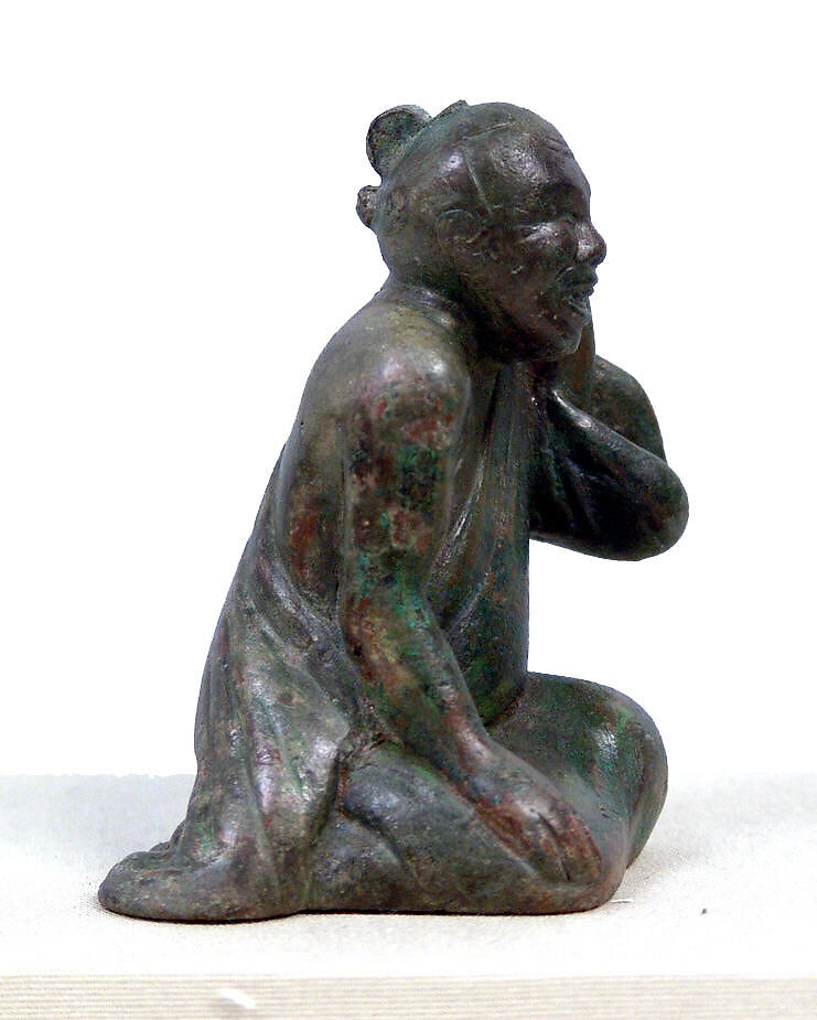 Weight in the Shape of Liubo Game Player, Bronze with lead core, China