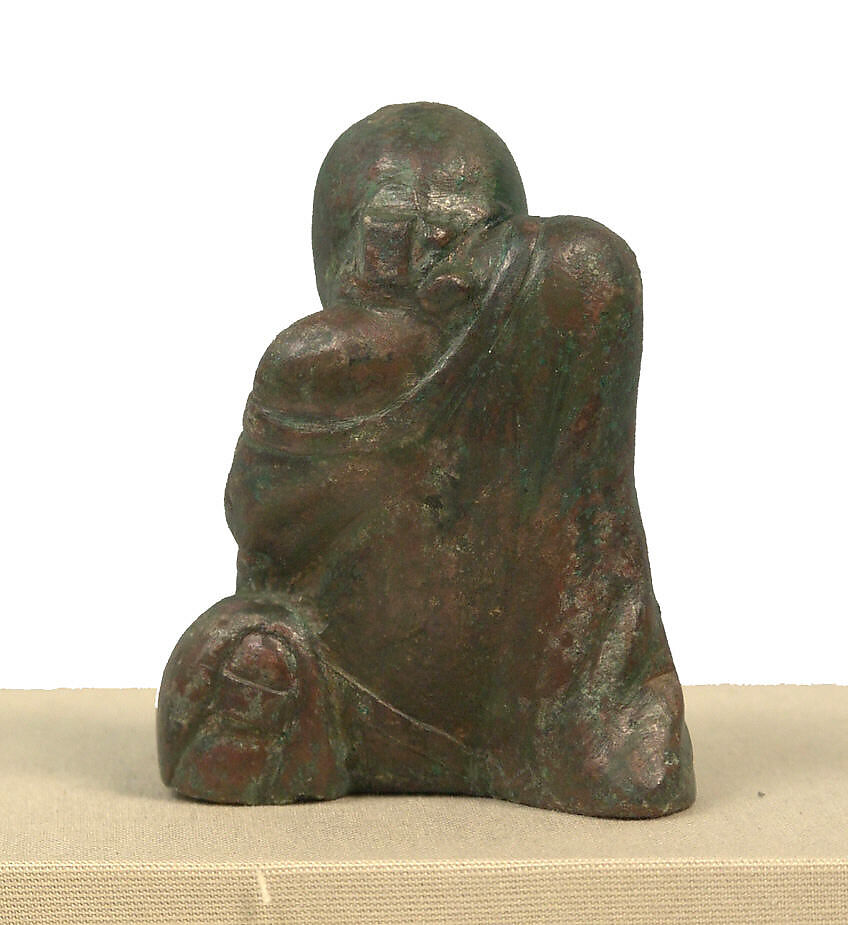 Weight in the Shape of Liubo Game Player, Bronze with lead core, China
