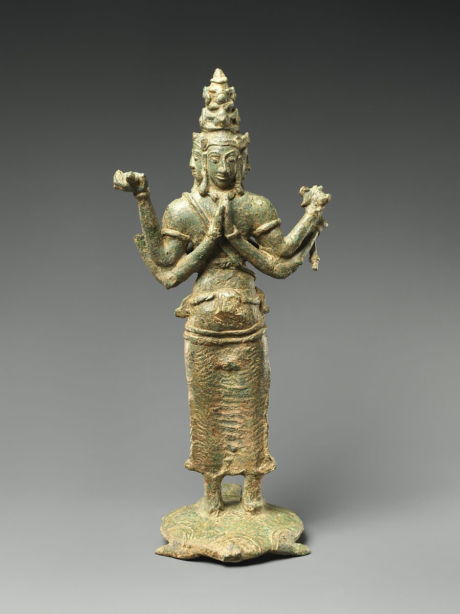 Brahma Standing on a Turtle Surrounded by the Four Lokapalas, Guardians of the Cardinal Directions, Bronze, Sri Lanka