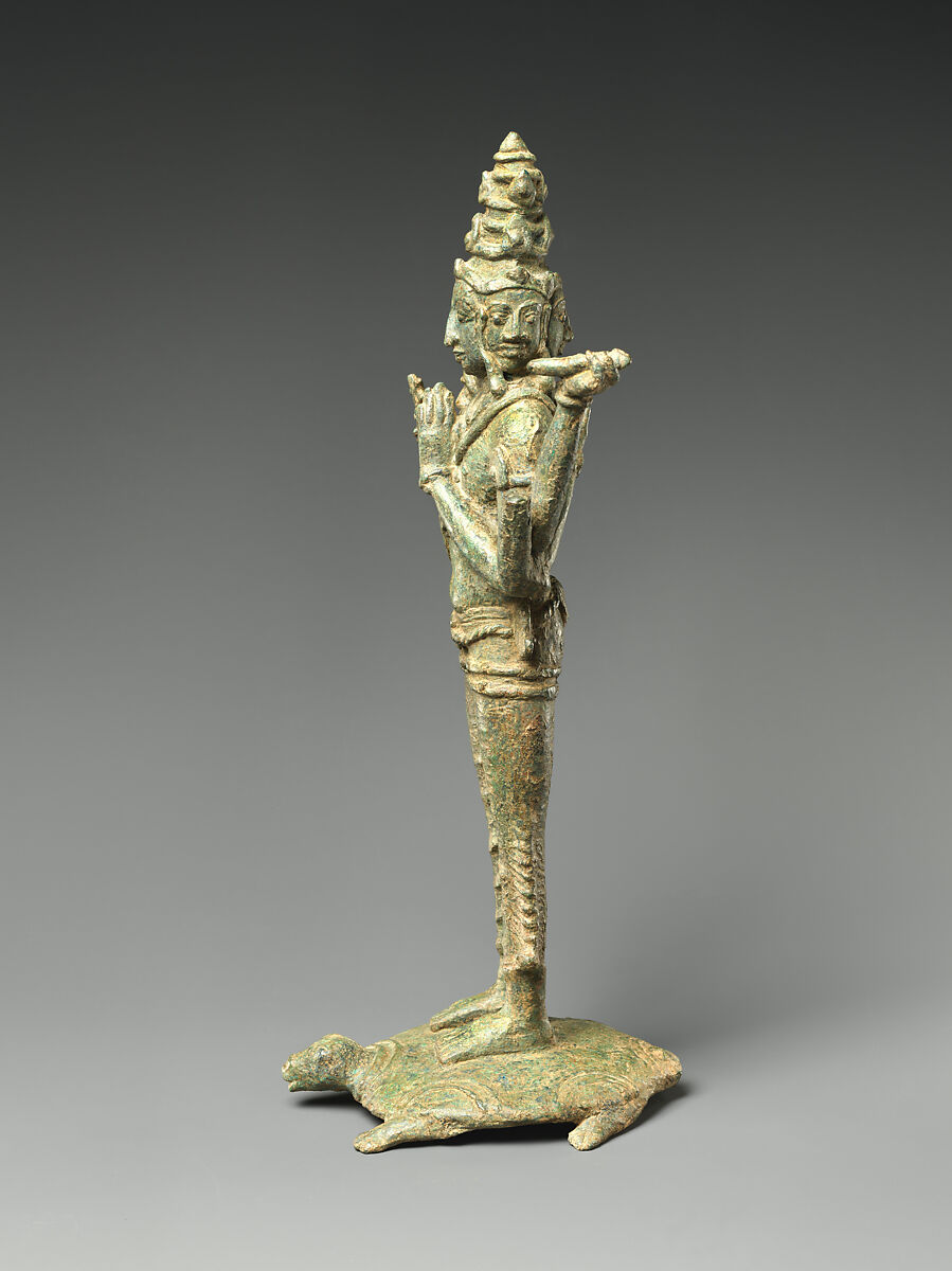 Brahma Standing on a Turtle Surrounded by the Four Lokapalas, Guardians of the Cardinal Directions, Bronze, Sri Lanka