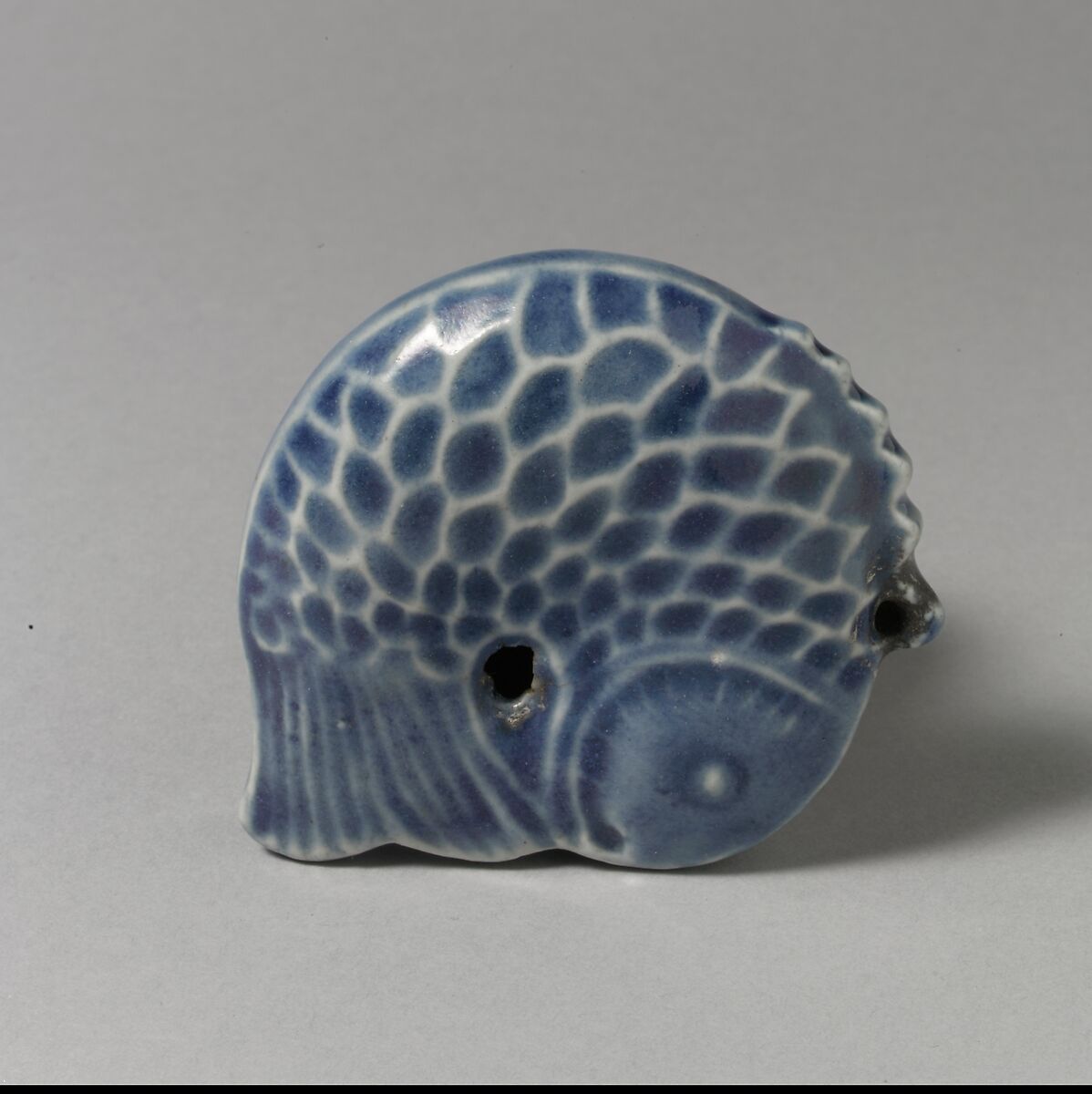 Water dropper in the shape of a fish, Porcelain with underglaze cobalt blue, Korea 