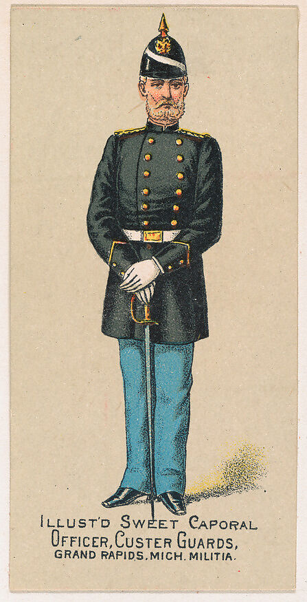 Officer, Custer Guards, Grand Rapids, Michigan Militia, from the Military Series (N224) issued by Kinney Tobacco Company to promote Sweet Caporal Cigarettes, Issued by Kinney Brothers Tobacco Company, Commercial color lithograph 