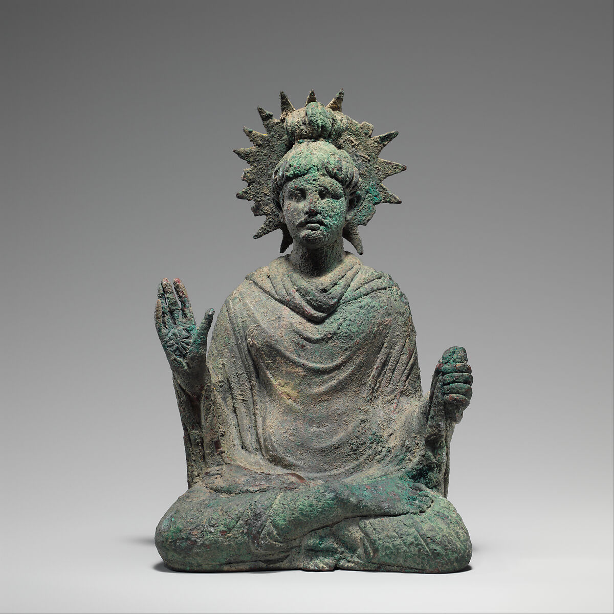 Seated Buddha, Bronze with traces of gold leaf, Pakistan (ancient region of Gandhara) 