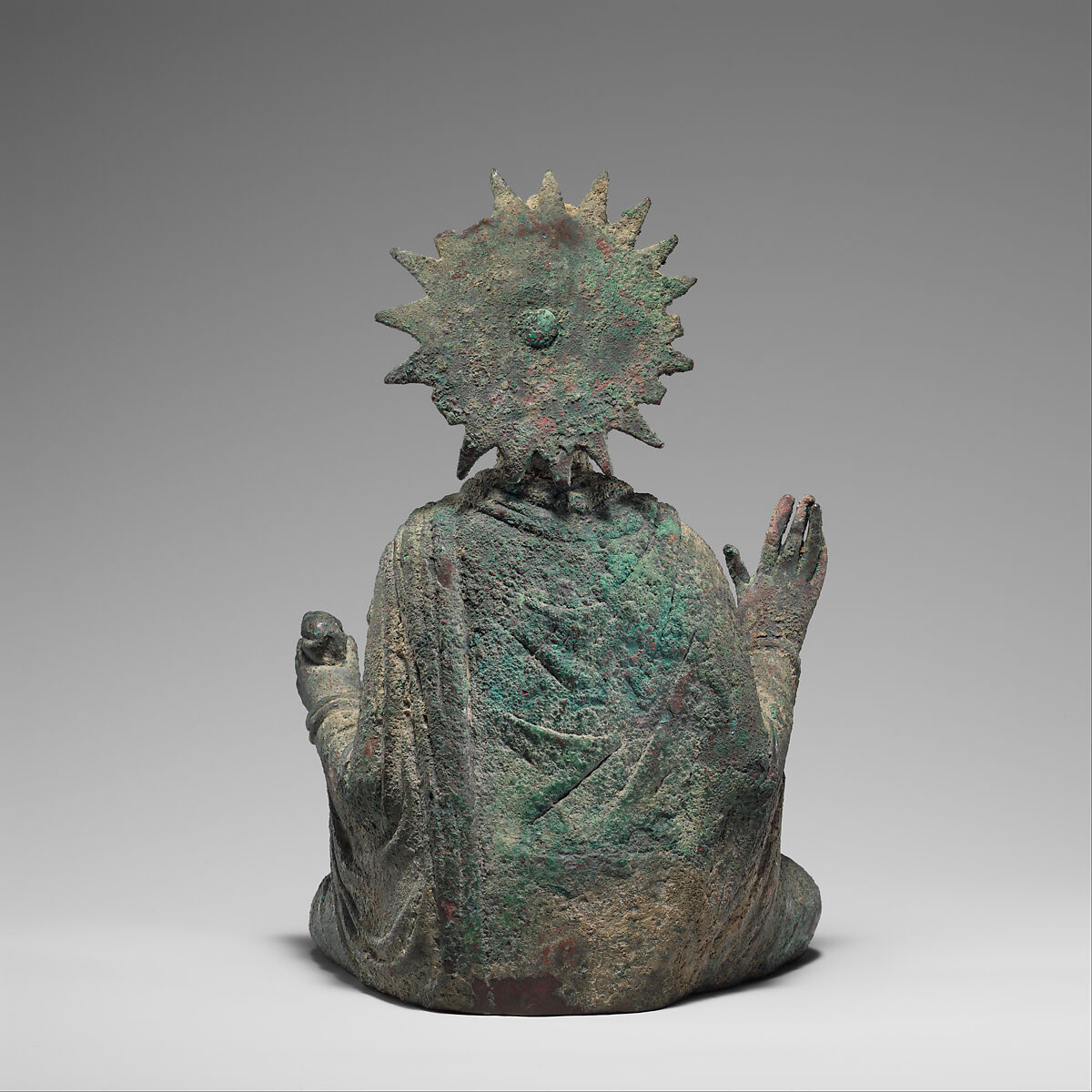 Seated Buddha, Bronze with traces of gold leaf, Pakistan (ancient region of Gandhara)