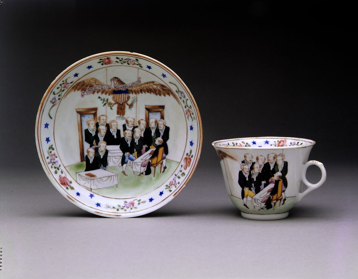 Saucer, Porcelain, Chinese, for American market 