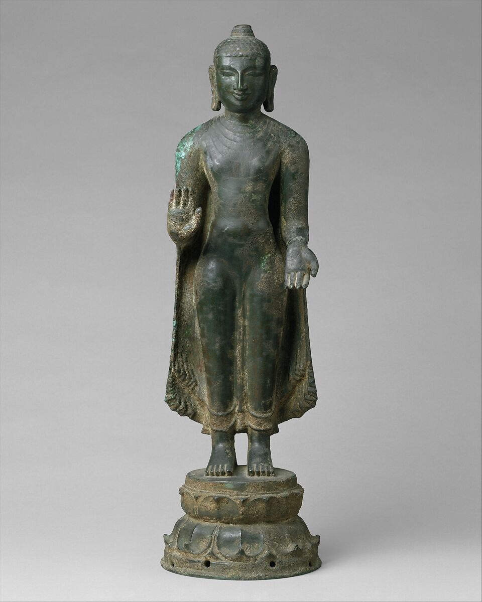 Buddha Offering Protection, Copper alloy, India (Tamil Nadu, Nagapattinam) 