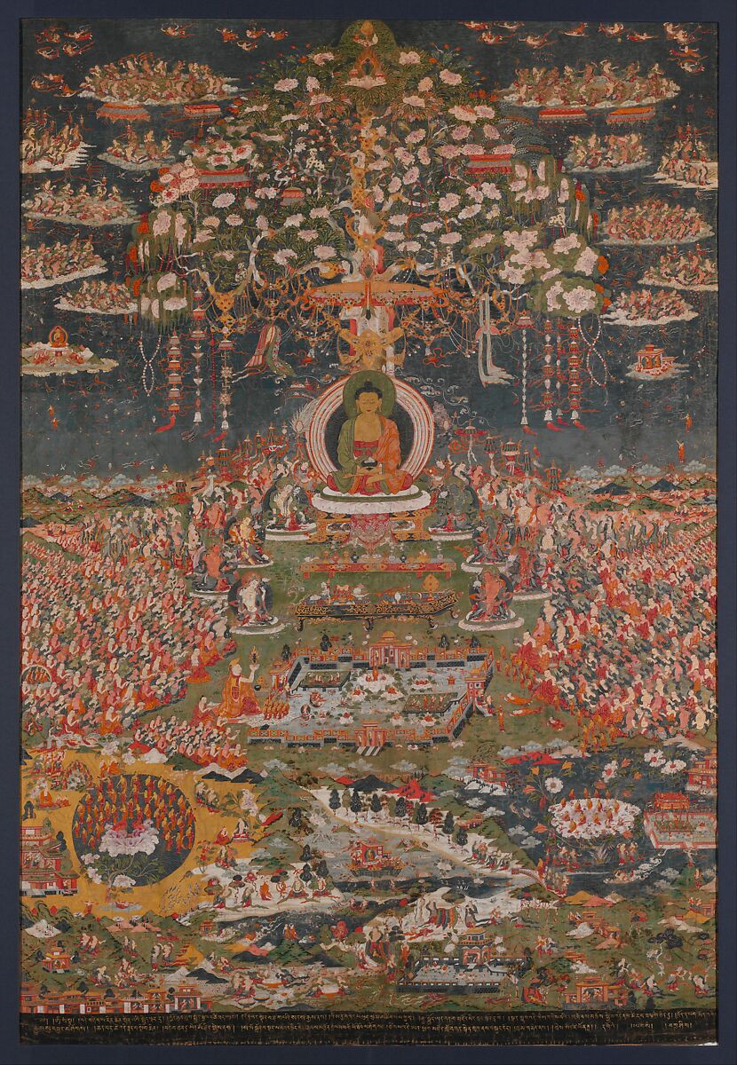 Amitabha, the Buddha of the Western Pure Land (Sukhavati), Distemper with gold on cloth, Central Tibet 