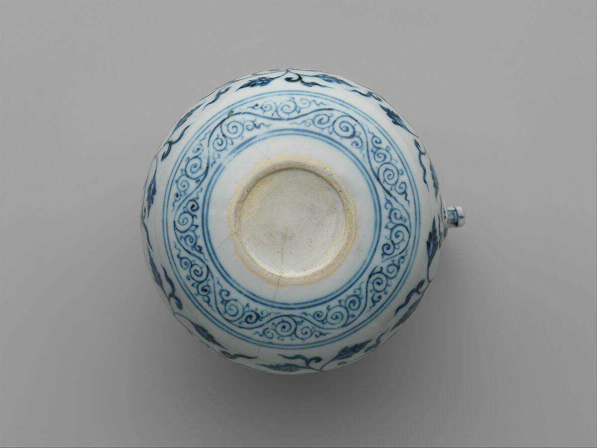 Jug with Floral Scroll, Porcelain painted with cobalt blue under transparent glaze (Jingdezhen ware), China