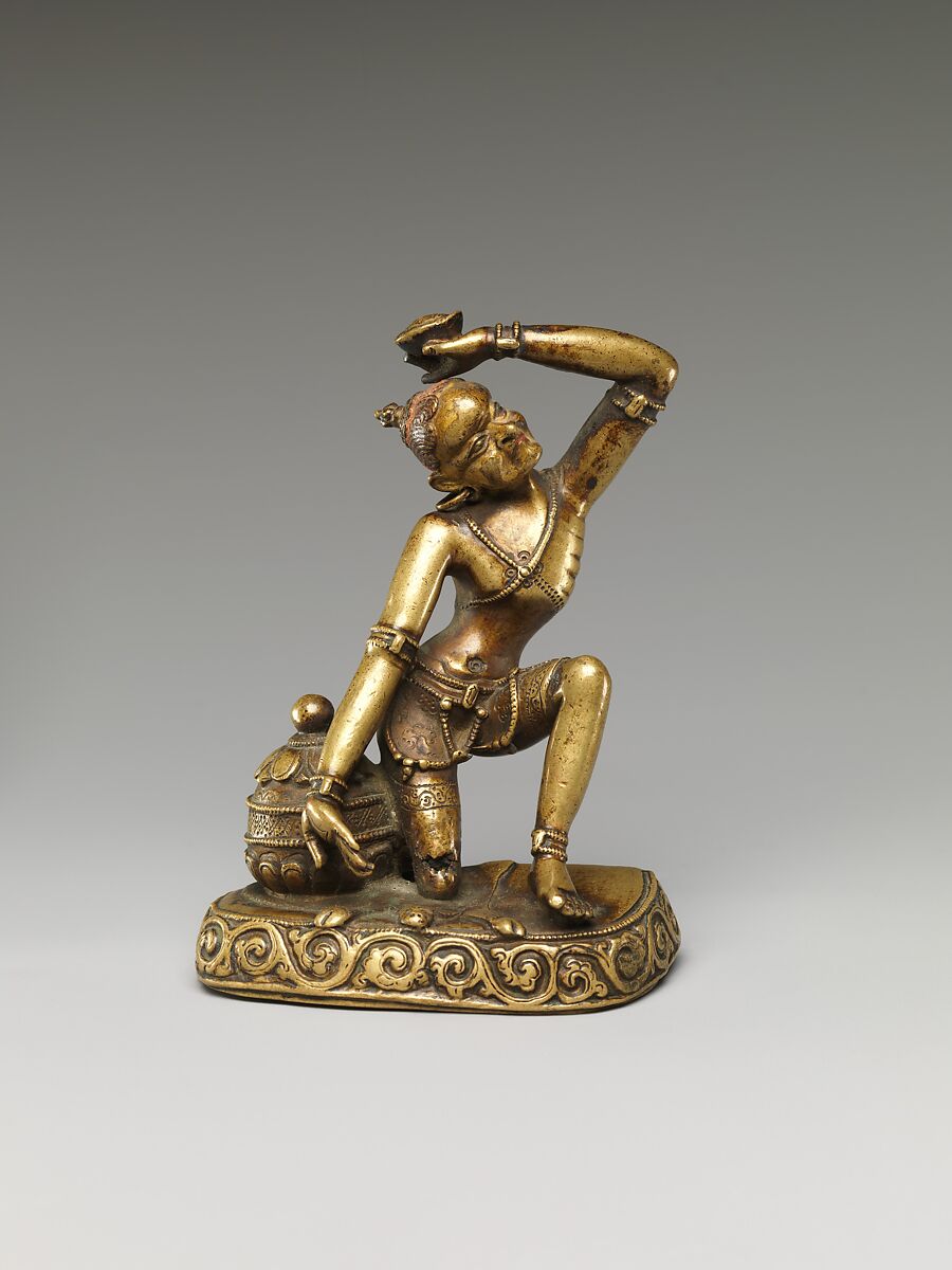 Ascetic Master, probably a Mahasiddha, Brass with pigment, Tibet 