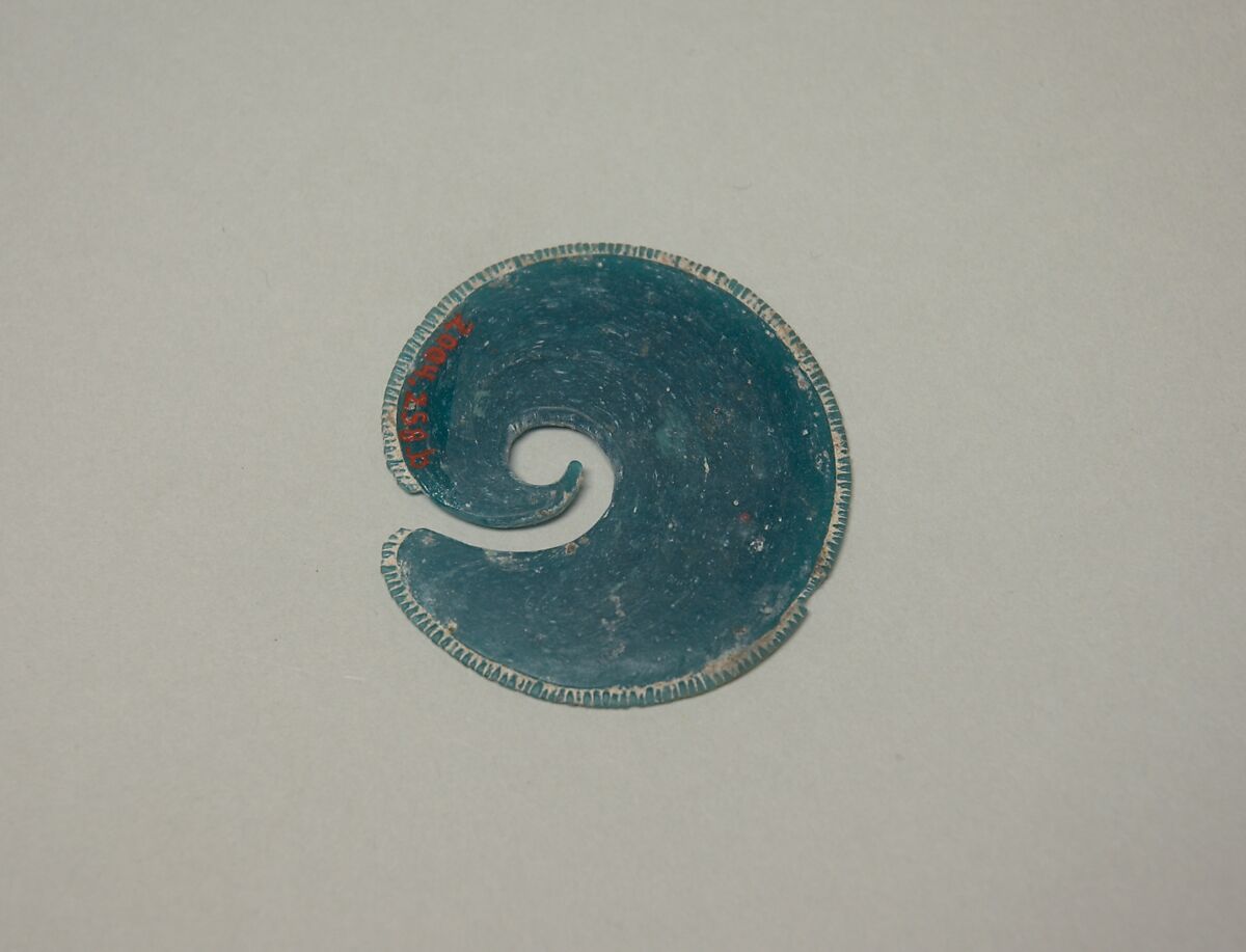 Pair of Spiral-Shaped Earrings, Blue glass, Vietnam