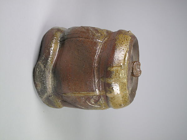 Water Jar (Mizusashi), Anjin Abe (Japanese, born 1938), Glazed stoneware; Bizen ware, Inbe type, Japan