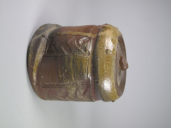 Water Jar (Mizusashi), Anjin Abe (Japanese, born 1938), Glazed stoneware; Bizen ware, Inbe type, Japan