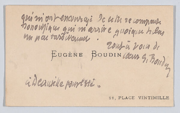 Eugène Boudin, calling card, Anonymous, Letterpress 