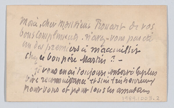 Eugène Boudin, calling card, Anonymous, Letterpress