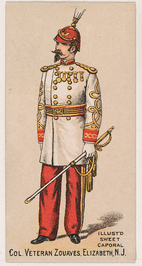 Colonel, Veteran Zouaves, Elizabeth, New Jersey, from the Military Series (N224) issued by Kinney Tobacco Company to promote Sweet Caporal Cigarettes, Issued by Kinney Brothers Tobacco Company, Commercial color lithograph 