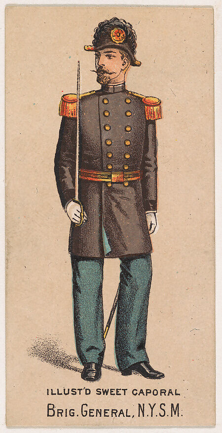 Brigadier General, N.Y.S.M., from the Military Series (N224) issued by Kinney Tobacco Company to promote Sweet Caporal Cigarettes, Issued by Kinney Brothers Tobacco Company, Commercial color lithograph 