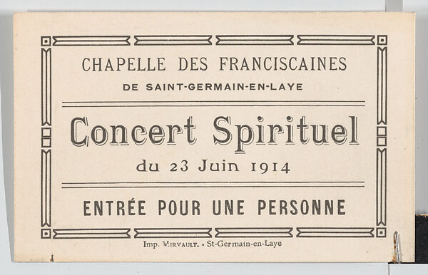 Maurice Denis, calling card, envelope, and concert ticket, Anonymous, Engraving and letterpress