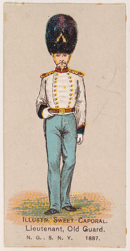 Lieutenant, Old Guard, National Guard of the State of New York, 1887, from the Military Series (N224) issued by Kinney Tobacco Company to promote Sweet Caporal Cigarettes, Issued by Kinney Brothers Tobacco Company, Commercial color lithograph 
