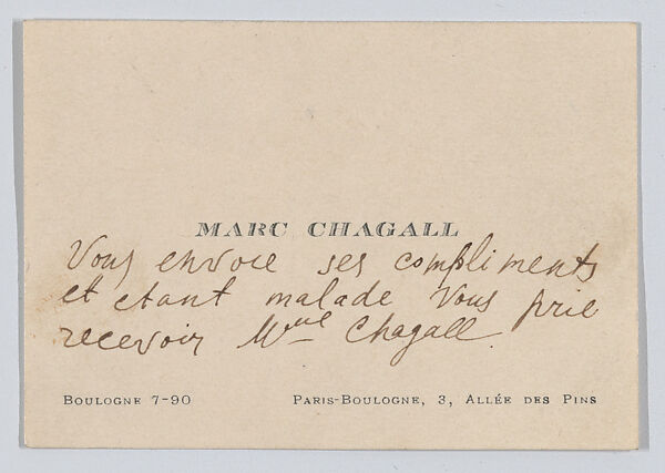 Marc Chagall, calling card