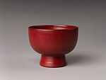 Two Red Lacquer Mingei-style Bowls, Kado Isaburo (Japanese, 1940–2005), Lacquered wood with red lacquer, Japan