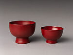 Two Red Lacquer Mingei-style Bowls