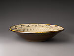 Large Cream and Brown Plate, Sakamoto Shigeki (Japanese, born 1927), Stoneware, Onta ware, Japan