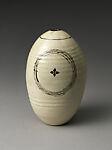 Vessel with Linear Designs in Iron Glaze (Tetsusenbyō tsubo), Yagi Kazuo (Japanese, 1918–1979), Stoneware with white and black glazes, Japan