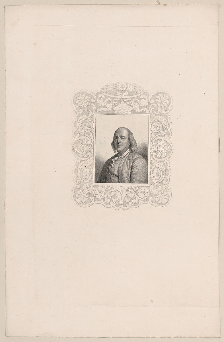 Portrait of Benjamin Franklin, After Joseph Siffred Duplessis (French, Carpentras 1725–1802 Versailles), Engraving on chine collé 