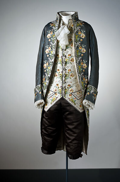 Suit (habit à la française), Embroidered silk (modern breeches), French 