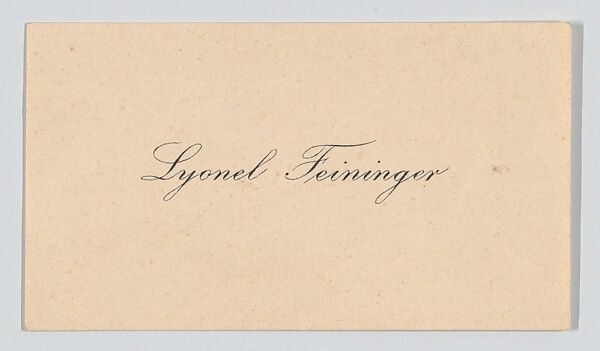 Lyonel Feininger, calling card, Anonymous, Letterpress 