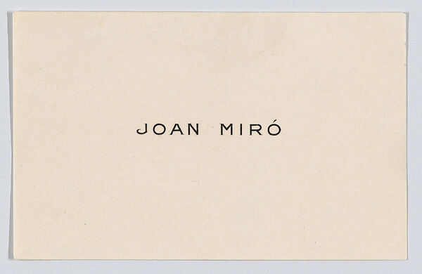 Joan Miró, calling card, Anonymous, Engraving 