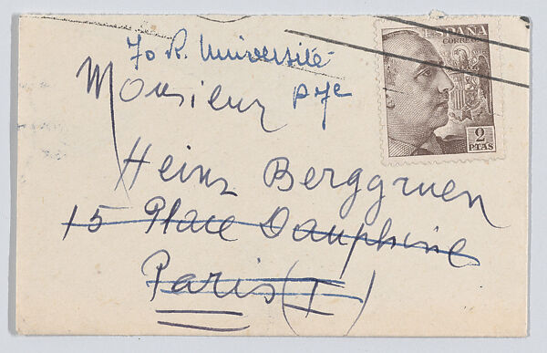 Joan Miró, calling card envelope