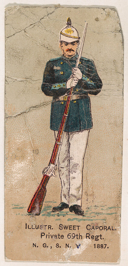 Private, 69th Regiment, National Guard of the State of New York, from the Military Series (N224) issued by Kinney Tobacco Company to promote Sweet Caporal Cigarettes, Issued by Kinney Brothers Tobacco Company, Commercial color lithograph 