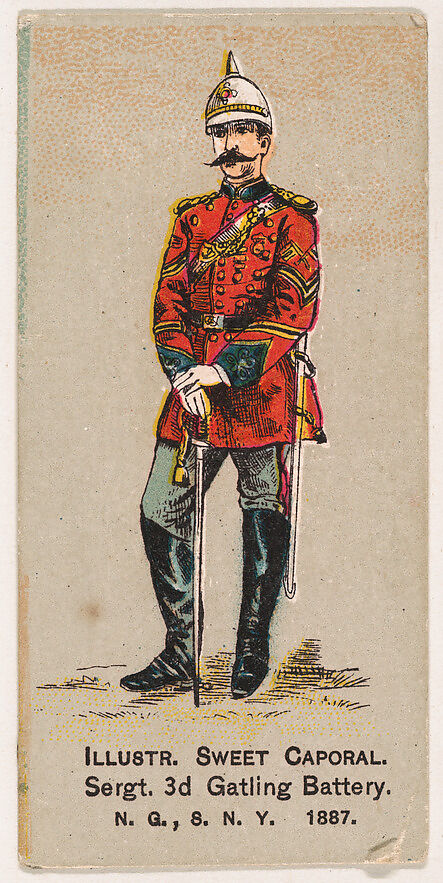 Sergeant, 3rd Gatling Battery, National Guard of the State of New York, from the Military Series (N224) issued by Kinney Tobacco Company to promote Sweet Caporal Cigarettes, Issued by Kinney Brothers Tobacco Company, Commercial color lithograph 