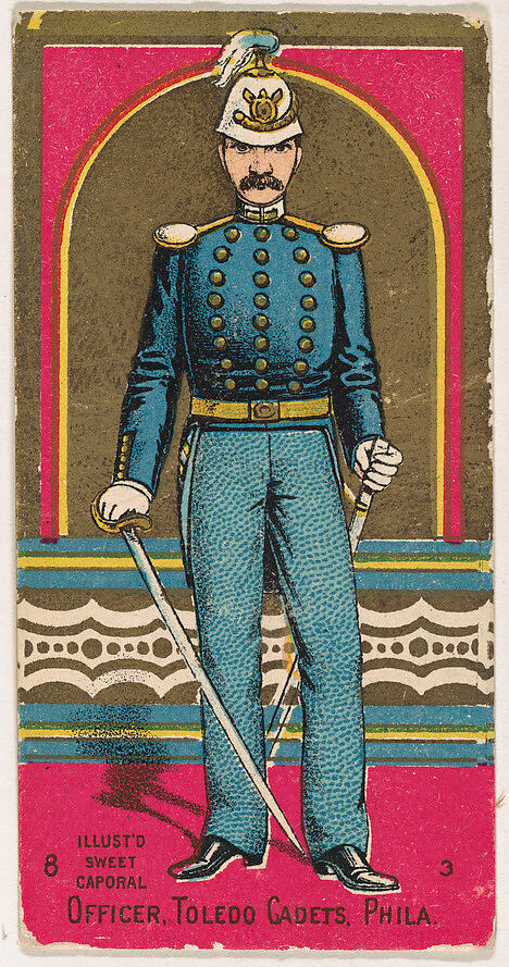 Officer, Toledo Cadets, Philadelphia, from the Military Series (N224) issued by Kinney Tobacco Company to promote Sweet Caporal Cigarettes, Issued by Kinney Brothers Tobacco Company, Commercial color lithograph 
