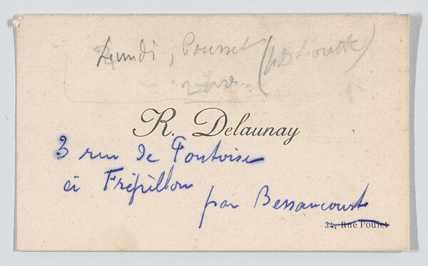 Robert Delaunay, calling card, Anonymous, Letterpress 