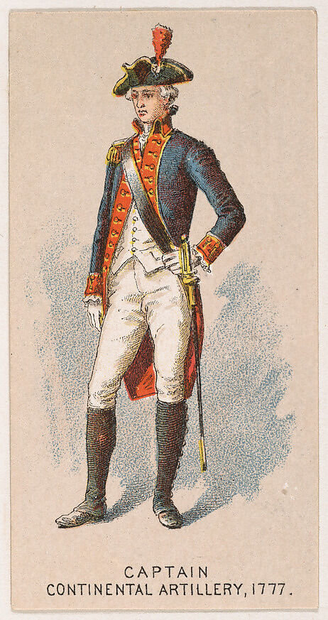 Captain, Continental Artillery, 1777, from the Military Series (N224) issued by Kinney Tobacco Company to promote Sweet Caporal Cigarettes, Issued by Kinney Brothers Tobacco Company, Commercial color lithograph 